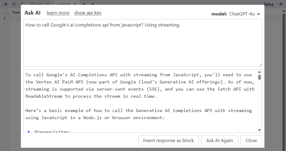 Ask AI Response