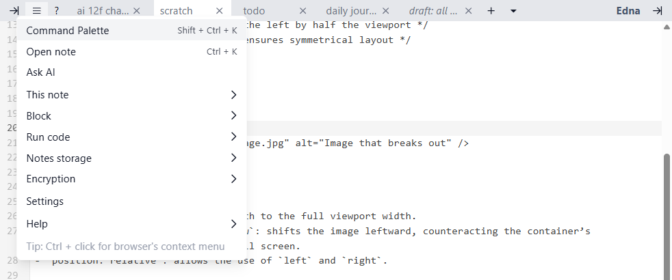 Context menu