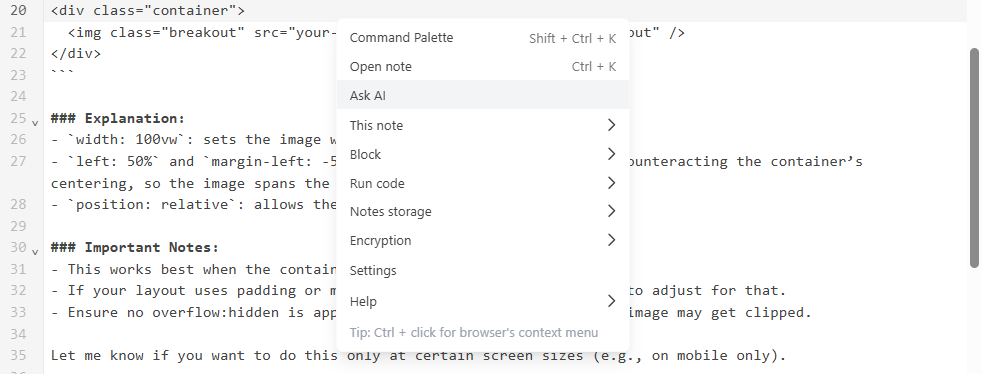Context menu