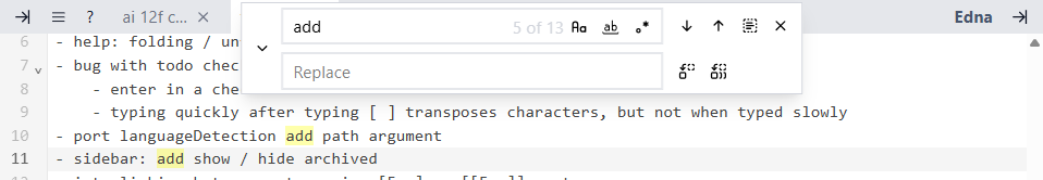 Search in note